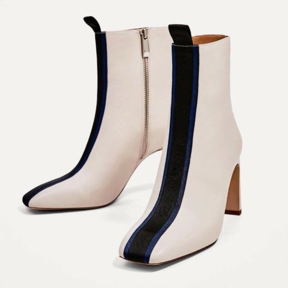 Zara Shoes - Zara Contrast Ribbon Stripe High Heel Ankle Boot